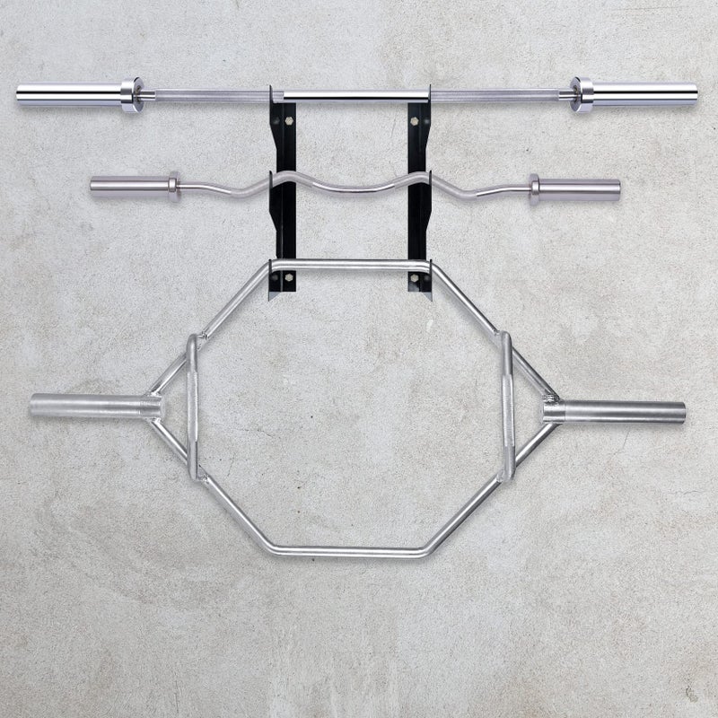 FUXIN Horizontal Steel Barbell Holder, Wall Mounted Olympic Bar Holder Weight Bar Storage Rack Heavy Duty Barbell Racks, 1 Pair (3 Bars) - Image 3